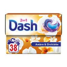 Lessive pods détergent 2in1 DASH ambre et orchidée 38 doses