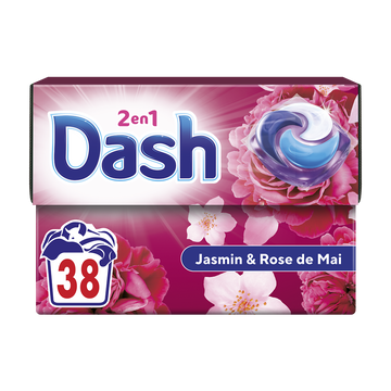 Lessive pods détergent 2in1 DASH jamsin et rose 38 doses