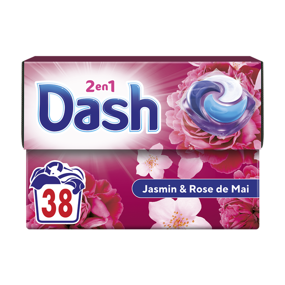 Lessive pods détergent 2in1 DASH jamsin et rose 38 doses