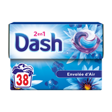 Lessive pods détergent 2in1 DASH envolée d'air 38 doses