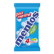 Bonbons tendres dragéifiés arôme naturel de menthe MENTOS, 4 rouleaux,152g