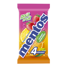 Bonbons tendres dragéifiés goût fruits MENTOS, 4 rouleaux, 152g