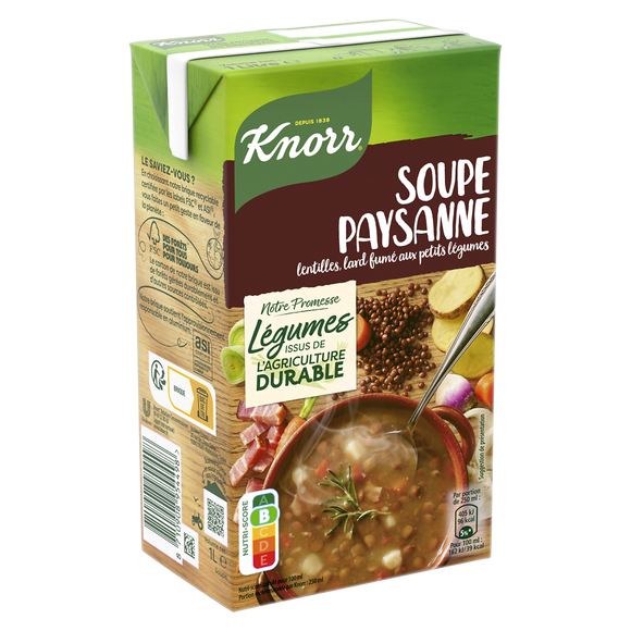 Soupe paysanne lentilles,lard fumé petits légumes KNORR, 1 litre