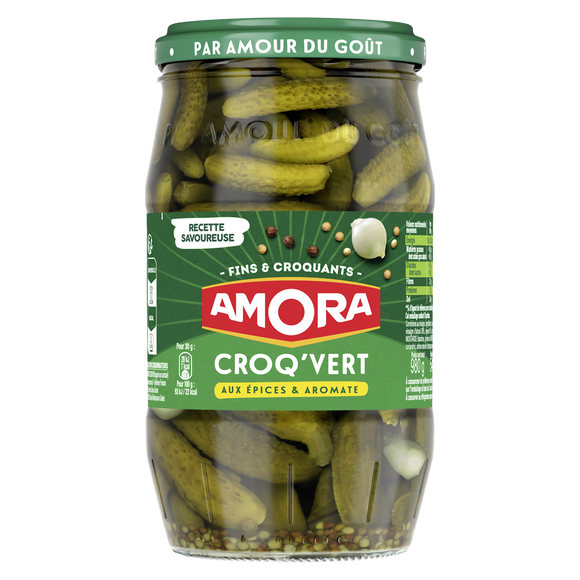 Cornichons fins Croq'Vert AMORA, bocal de 540g