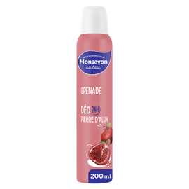 Déodorant à la pierre d'alun parfum grenade hibiscus MONSAVON, 200ml