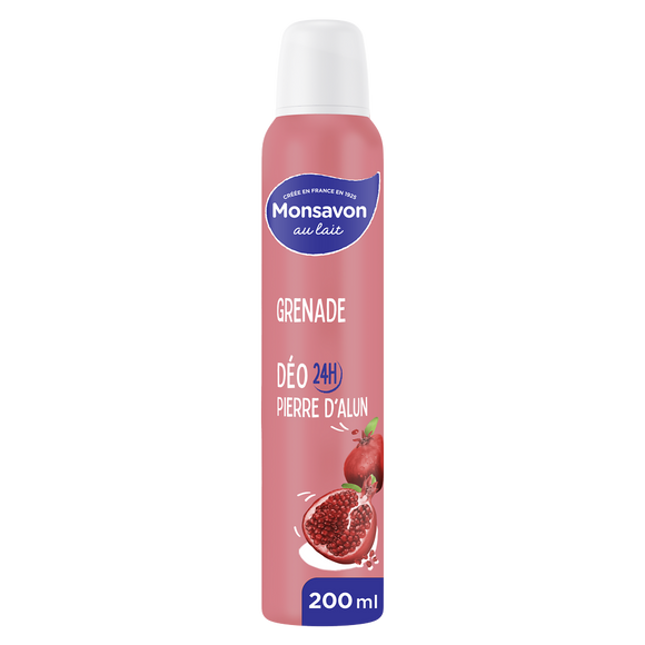 Déodorant à la pierre d'alun parfum grenade hibiscus MONSAVON, 200ml