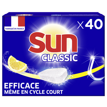 Tablette lave vaisselle classique citron SUN, 40 doses 380g