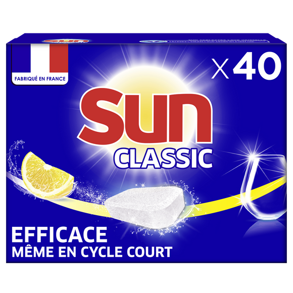 Tablette lave vaisselle classique citron SUN, 40 doses 380g