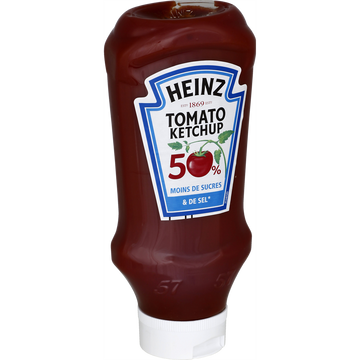 Tomato Ketchup -50% sel & sucre, HEINZ, Top Down, 435g