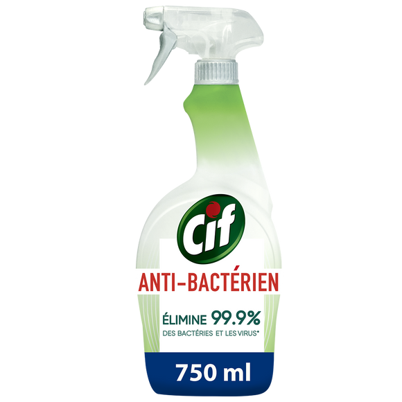 Spray désinfectant antibactérien multi-usages sans javel CIF 750ml