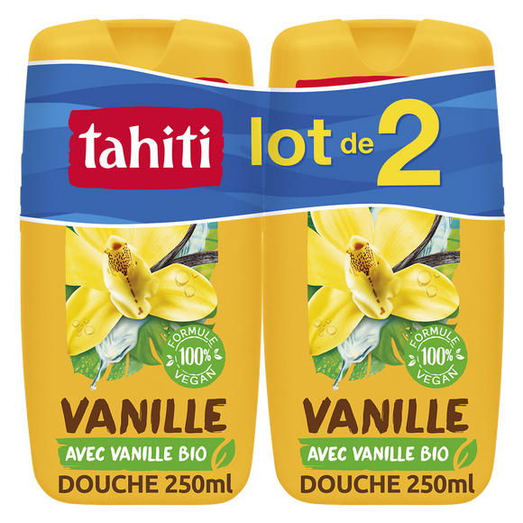 Douche origine vanille gourmande TAHITI, flacon 2x250ml