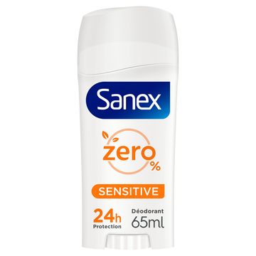 Déodorant 24H de protection 0% sensitive SANEX, stick de 65ml