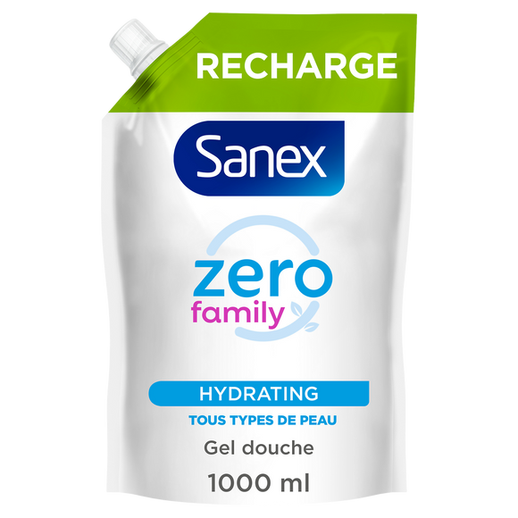 Gel douche SANEX essentiel Zéro famille - recharge doypack 1L