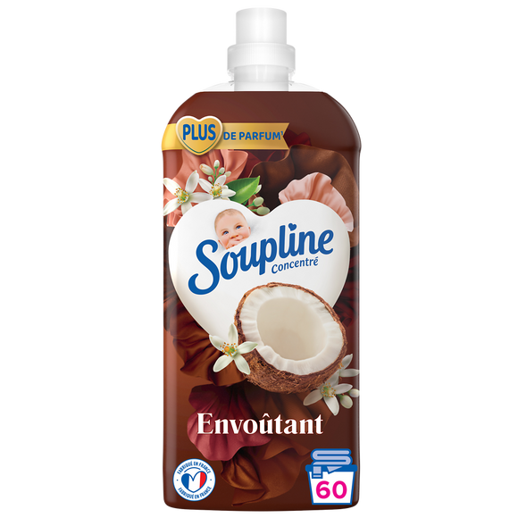 Adoucissant concentré 3D Fraîcheur parfumée coco SOUPLINE, 1,28l