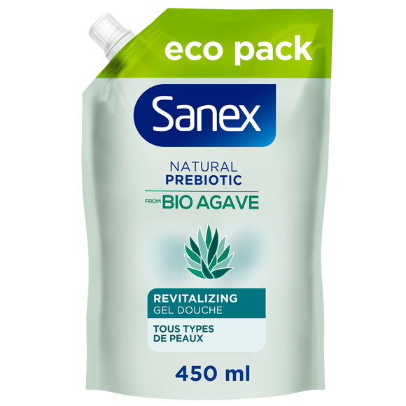 Gel douche natural prébiotic bio agave revitalisant SANEX 450ml