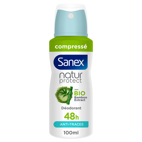 Déodorant natur protect bamboo anti traces blanches compressé SANEX 100ml