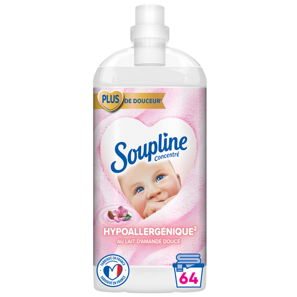 Adoucissant concentré SOUPLINE hypoallergénique 1,35l - 64 lavages