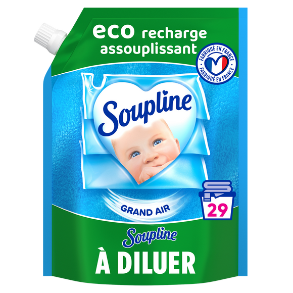 Adoucissant à diluer Grand Air SOUPLINE, recharge doypack 600ml