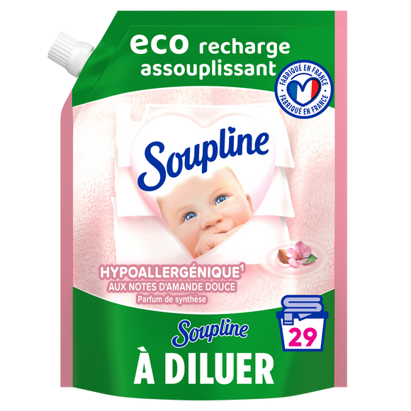 Adoucissant à diluer Hypoallergénique SOUPLINE, recharge doypack 600ml