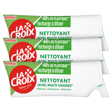 Eau de Javel LACROIX traditionnel multi-usage à diluer 3x250mL