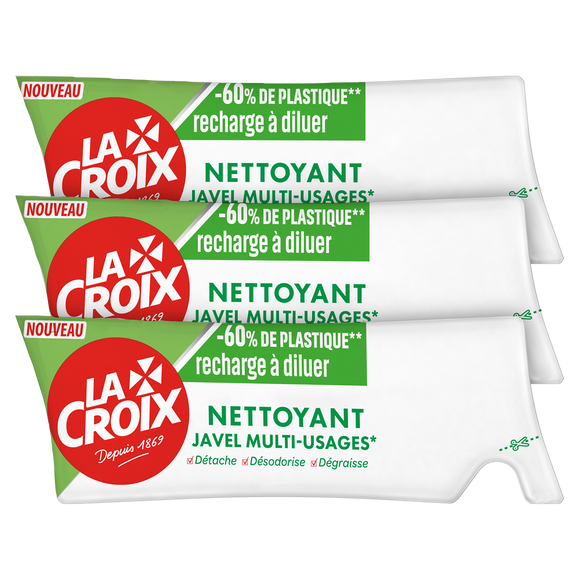 Eau de Javel LACROIX traditionnel multi-usage à diluer 3x250mL