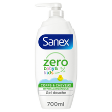 Gel douche Corps et cheveux SANEX Zéro Bébé Enfant - pompe 700ml