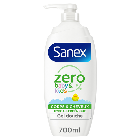 Gel douche Corps et cheveux SANEX Zéro Bébé Enfant - pompe 700ml