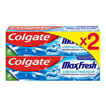 Dentifrice Cristaux Fraicheur COLGATE Max Fresh 2x75ml
