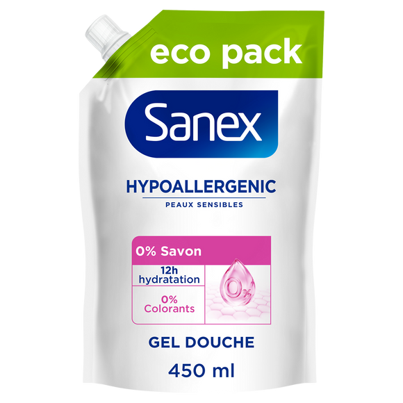 Gel douche prébiotique SANEX hypoallergénique éco pack 450ml
