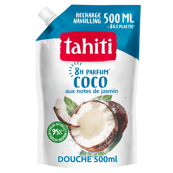 Gel douche recharge TAHITI parfum 8h coco 500ml