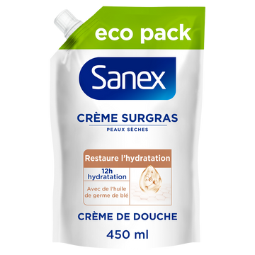 Crème de douche SANEX Derma Care surgras éco pack 450ml