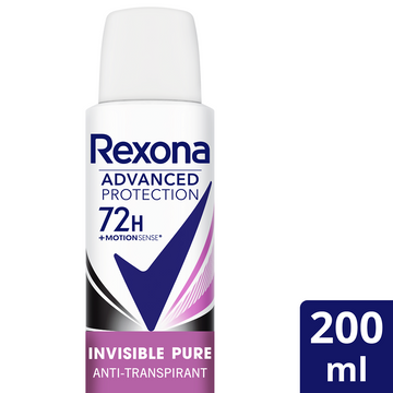 Déodorant femme anti transpirant invisible pure 72h REXONA spray 200ml