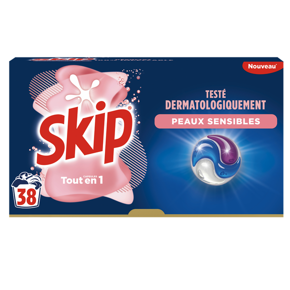 Lessive 3 en 1 sensitive SKIP 38 capsules 0,806kg