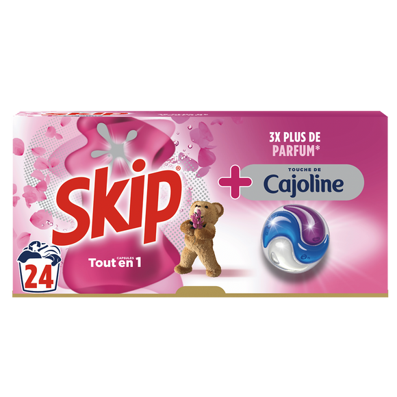 Lessive capsule touche de cajoline 3 en 1 SKIP - 24 capsules