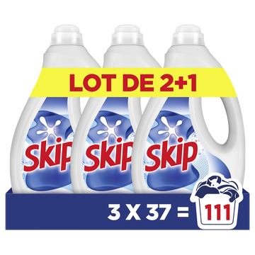 Lessive Liquide Active Clean SKIP - 3x37 Lavages (2+1 offert)