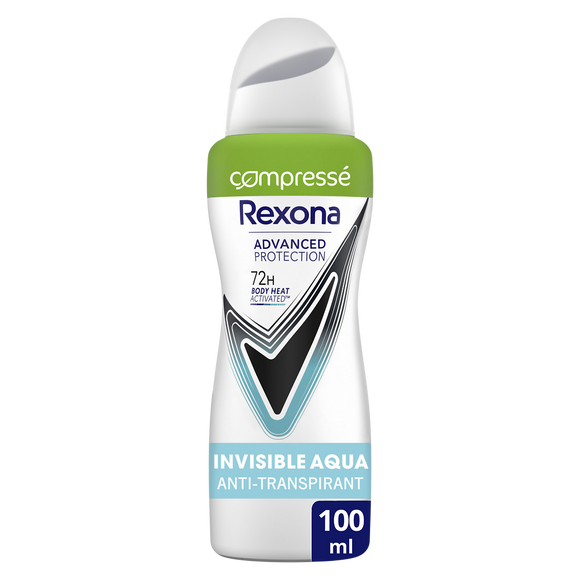 Déodorant compressé anti transpirant 72h aqua invisible REXONA - spray100ml