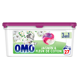 Lessive Capsules 3-en-1 Jasmin & Fleur de Coton OMO 27 capsules 0,467kg