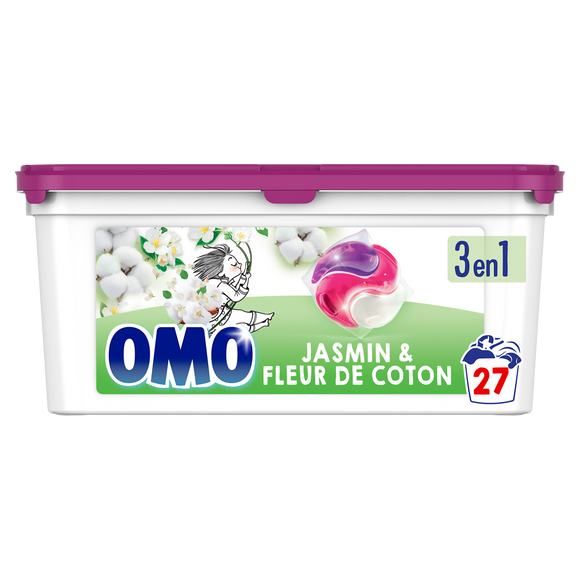 Lessive Capsules 3-en-1 Jasmin & Fleur de Coton OMO 27 capsules 0,467kg