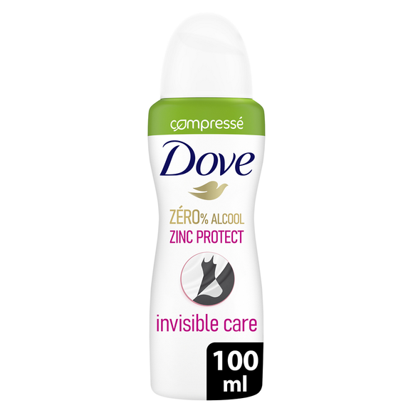 Déodorant invisible care 0% alcool spray compressé 72h DOVE 100ml