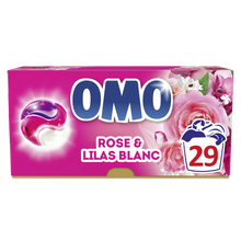 Lessive capsules 3 en 1 rose & lilas blanc OMO 29 lavages