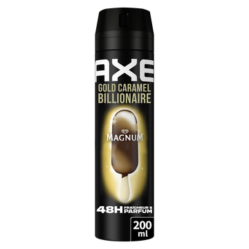 Déodorant homme gold Caramel Billionaire 48h Fresh AXE spray 200ml