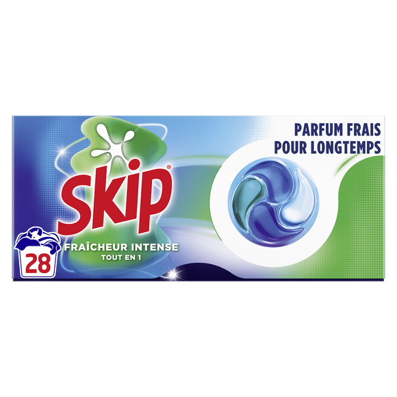 Lessive Capsules Fraîcheur intense Tout en 1 SKIP - 28 capsules
