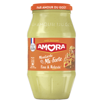 Moutarde mi-forte AMORA, bocal de 415g