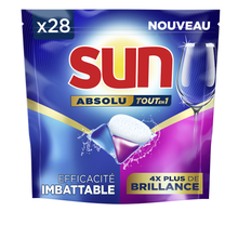 Capsules lave-vaisselle tout en 1 absolu brillance SUN 28 lavages