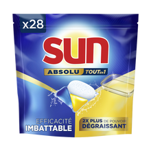 Capsules lave-vaisselle tout en 1 absolu dégraissant SUN 28 lavages