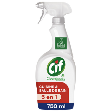 Spray nettoyant 5 en 1 cuisine & salle de bain ecolabel CIF 750ml