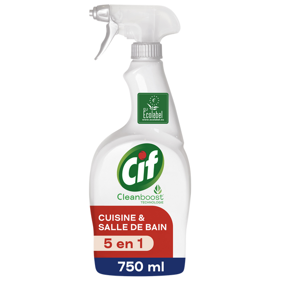 Spray nettoyant 5 en 1 cuisine & salle de bain ecolabel CIF 750ml