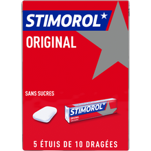 Stimorol original menthe/réglisse s/sucres, 5x10 Dragées, 70g