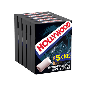 Chewing-gums Fresh black fresh sans sucres HOLLYWOOD, 5x10 dragées, 70g
