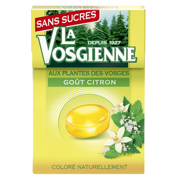 Bonbons goût citron sans sucres LA VOSGIENNE, boîte 49g